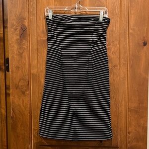 Old Navy Black and White Striped Strapless Dress XS